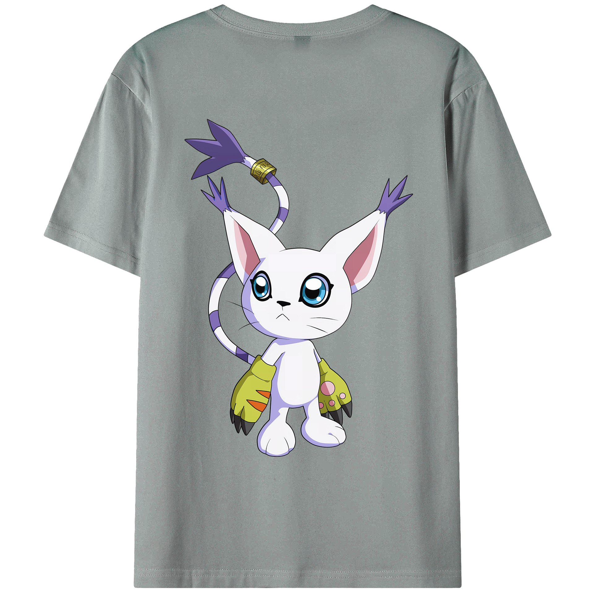 （画像用） Digimon デジタルモンスター/デジモン 綿100％ メンズ半袖Tシャツ（バックプリント） 通気性